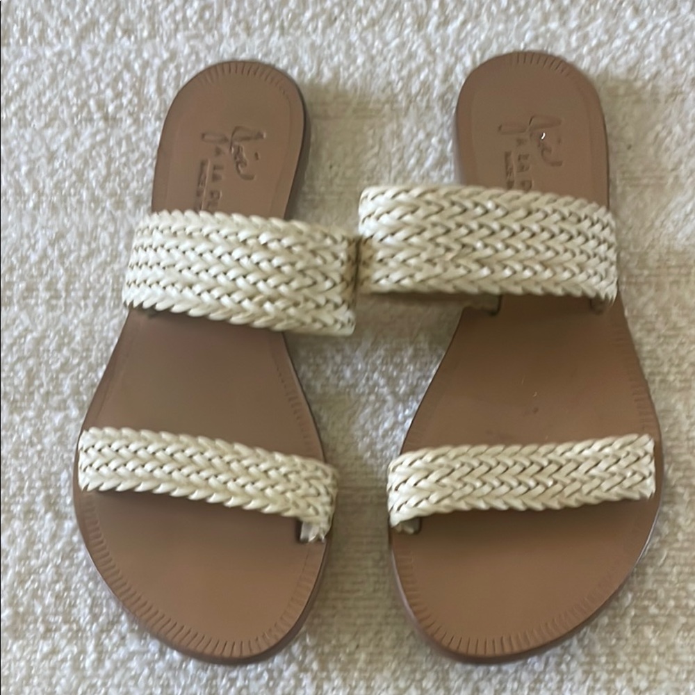Joie Cream Braided Open-Toe Sandals with Textured Straps